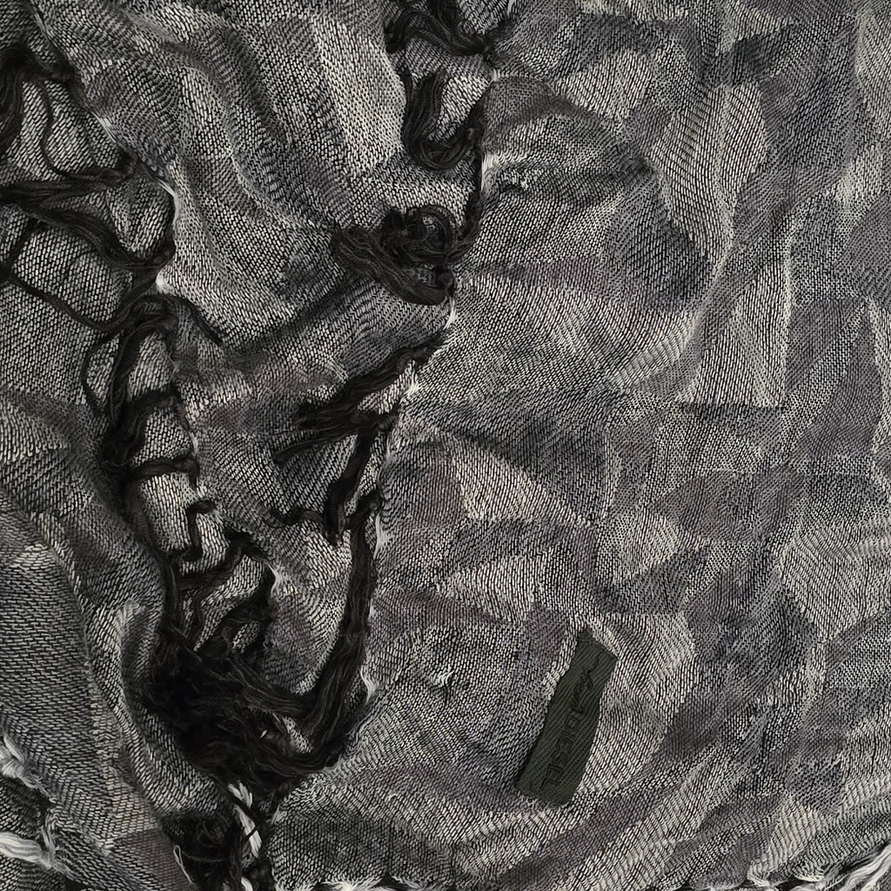Gray and Black Fringed Scarf DIESEL - Picture 6 of 6